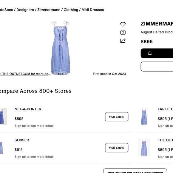 Zimmermann August Belted Linen Midi Dress in Dusty Blue – Size 3 (US 8/10) - Picture 11 of 11